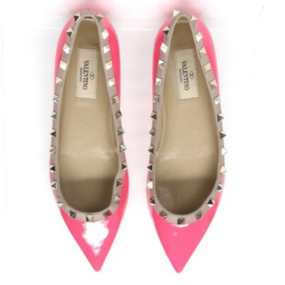 Valentino Shoes - Valentino Fuschia Rockstud Flats Patent Leather